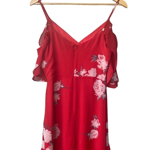 Lulus Floral Midi Sundress Small Asymmetrical Hem Ruffle Spring Wedding Guest - Picture 10 of 12